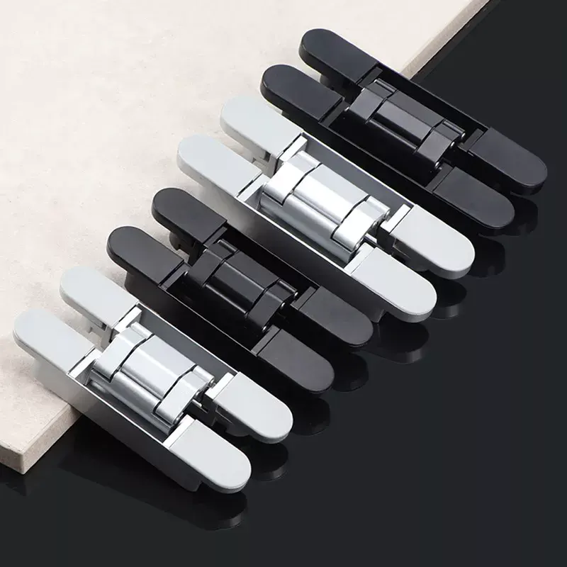 Stainless Steel Black 3D Adjustable Concealed Hidden Invisible Cross Hinge Wooden Door Window Hinges Hardware accessories