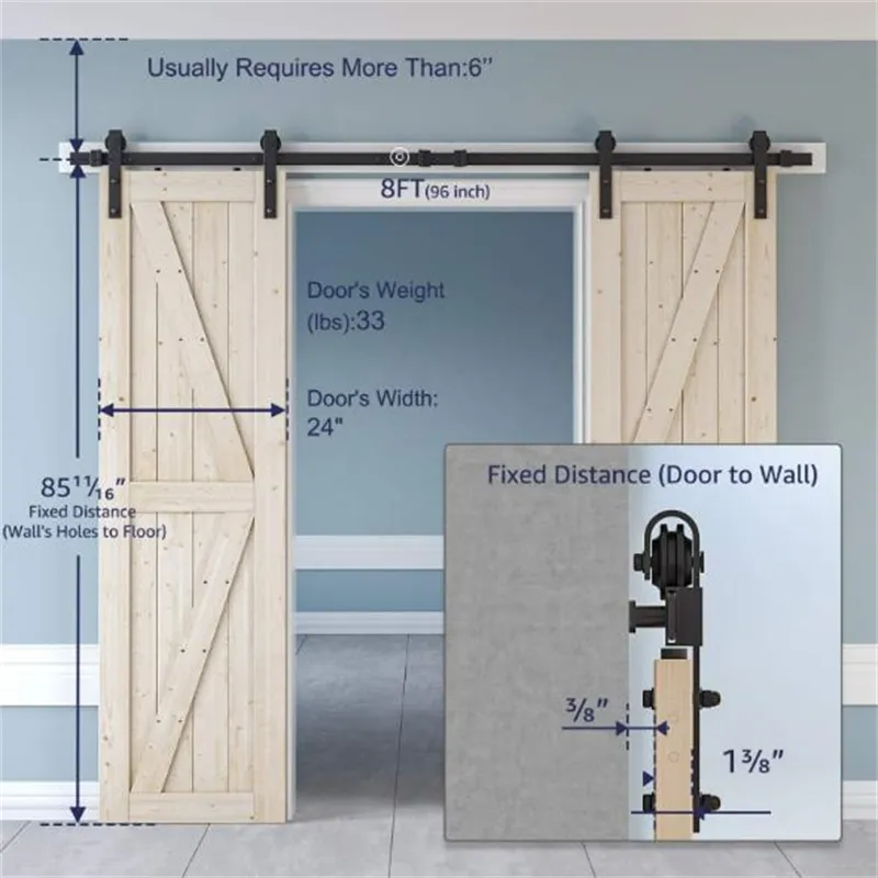 American Barn Door Rail Removable Wooden Door Hardware Accessories Household Sliding Door Rail