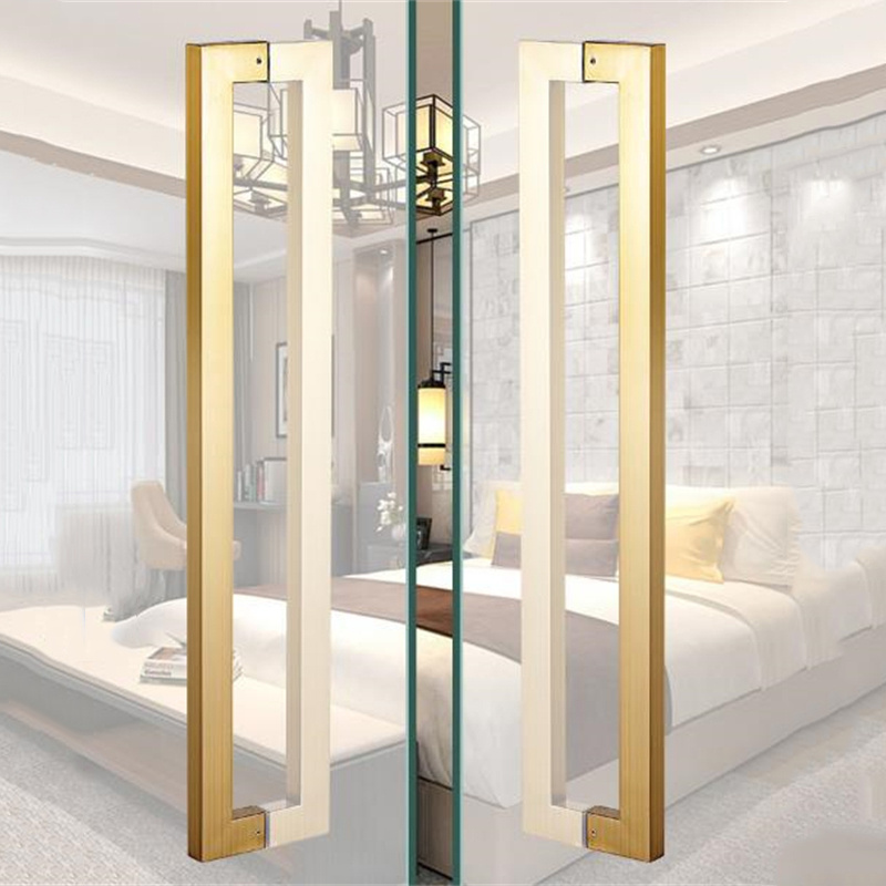 Luxury Glass Door Handle Stainless Steel Square Tube Shower Door Pull Handle Manufacturers