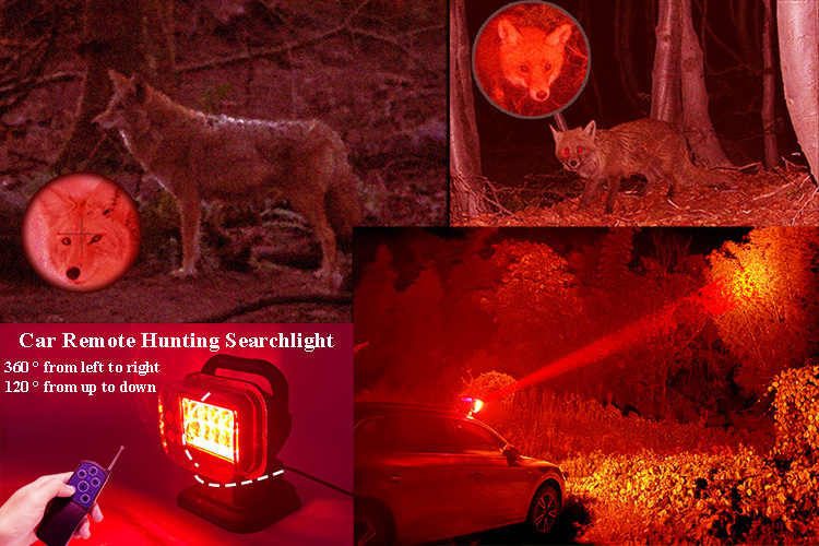 12V Red Hunting Searchlight 24V LED Boat Spot Beam Magnetic Car Roof Outdoor Spotlight with Remote Control Offraod 4x4 ATV