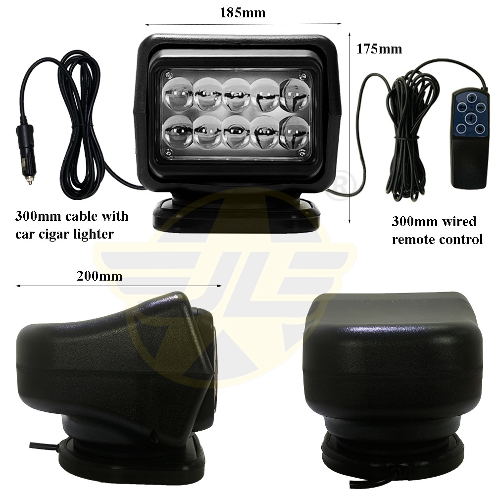 12V LED Offroad Car Roof Spotlight 360 Rotating Outdoor Camping Hunting Searchlight with Remote Control 24V LED Work Light Truck