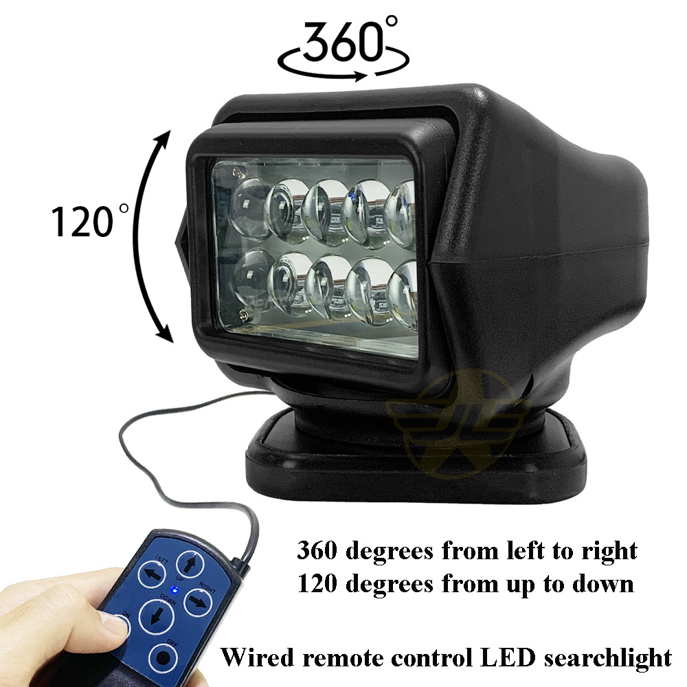 12V LED Offroad Car Roof Spotlight 360 Rotating Outdoor Camping Hunting Searchlight with Remote Control 24V LED Work Light Truck