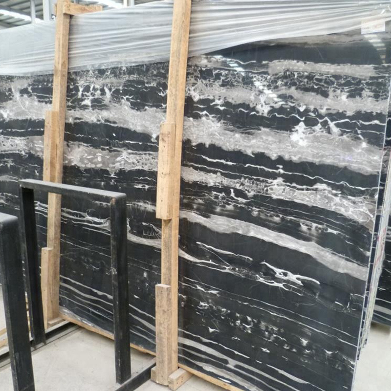 High Quality 600x600 Thin Carrara Black flexible Decorative Natural Marble Slab tile For wall cladding panel