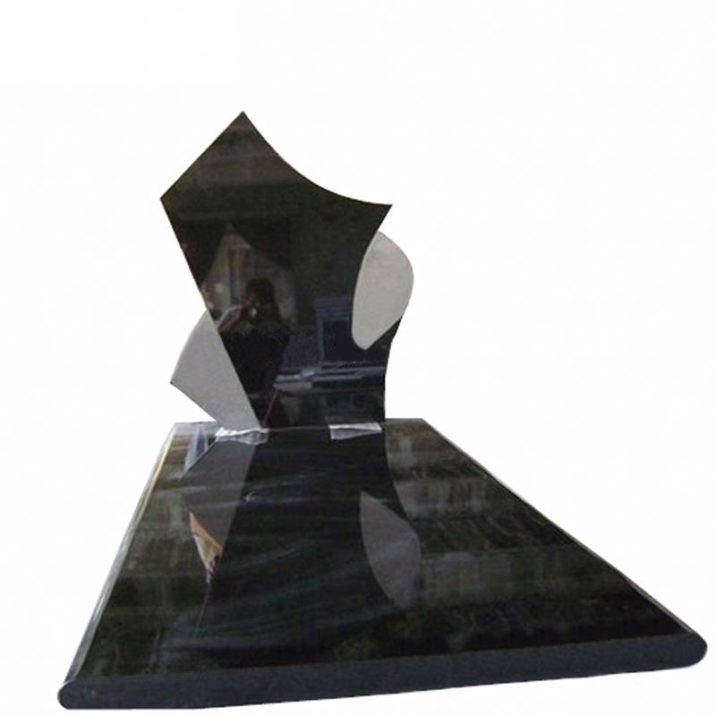 Black Granite Tombstone Monument Factory,Grave Use Red Granite Headstone Angel Wings And Heart Shaped Tombstone