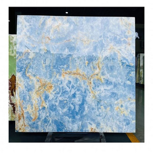 Luxury Hight Grade Jumbo Large Translucent Countertops Kitchen Slabs Tiles Backlit Sky Blue Onyx Marble