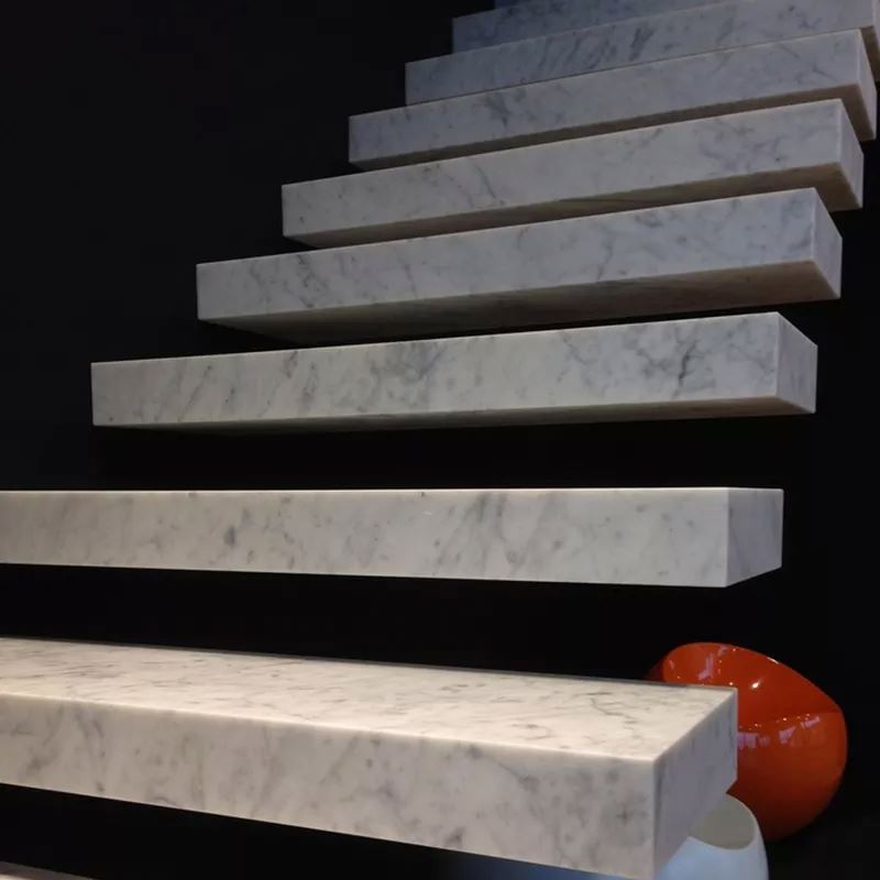 Modern Natural Marble  stair tread Stone Floating Staircase Indoor Stair Tread & Riser lowest price from factory supply directly