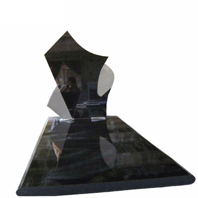 Black granite tombstone monument factory,grave use red granite headstone angel wings and heart shaped tombstone