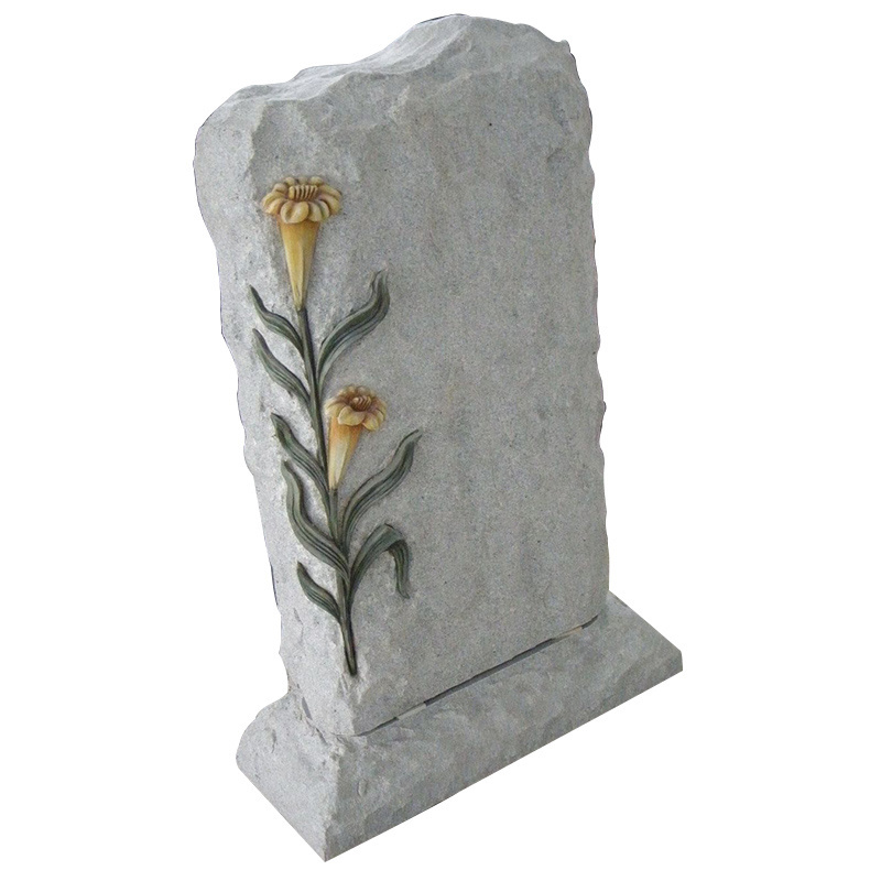 China Granite Flower Carving Gravestone, Cheap Tree Carved Tombstone Headstone*