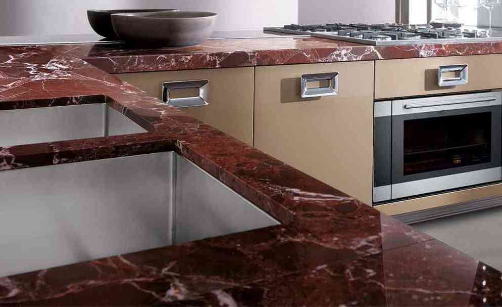 Rosso Levanto Red Natural Marble Stone Kitchen Island Countertop