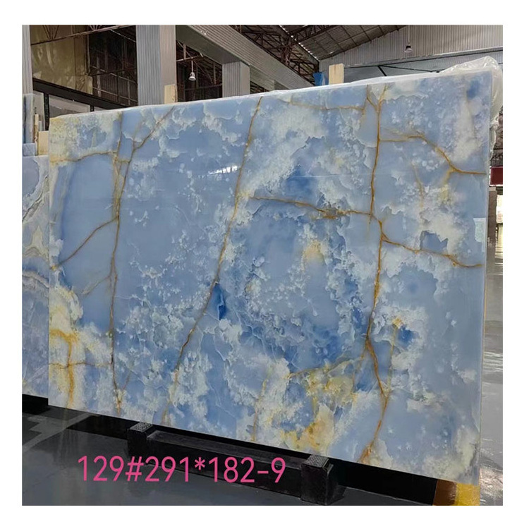 Wholesale indoor natural luxury blue onyx marble stone slabs tiles countertops