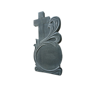 Hot-selling Black Granite Cross Monument Wholesalers Grave Tombstone Black Granite Double Tombstones