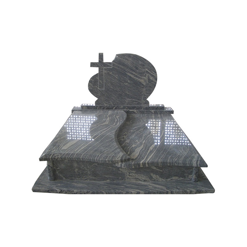 High Quality Cheap Customized Marble Tomb Memorial Stone Double Heart Headstone China Black Granite Monuments Headstones