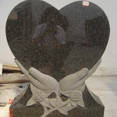 Black Natural Granite Stone Heart Tombstone Hands Factory Price,tombstone granite cemetery,monuments tombstones from onyx