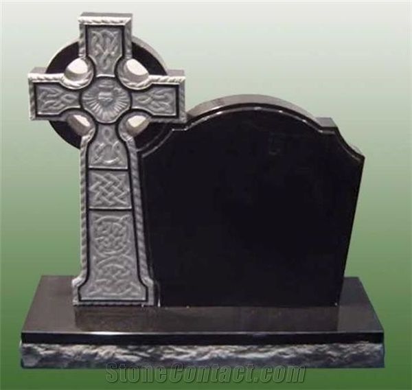 Hot-selling Black Granite Cross Monument Wholesalers Grave Tombstone Black Granite Double Tombstones