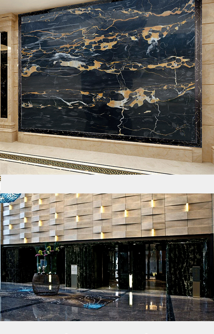 Portoro/porto black marble with gold/golden vein marble flooring tile wall cladding glossy black gold marble tiles