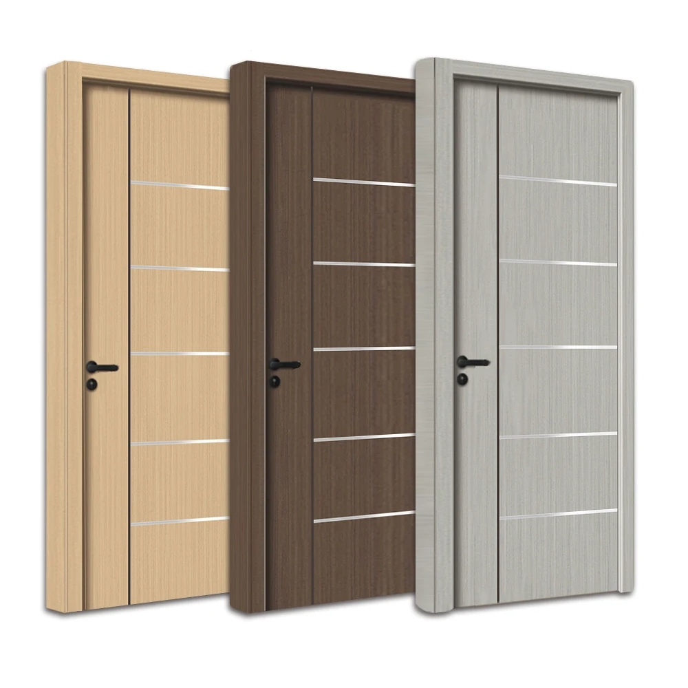 Simple Design Soundproof Plywood Composite Entry Interior Room WPC Panel Solid Wooden House Doors