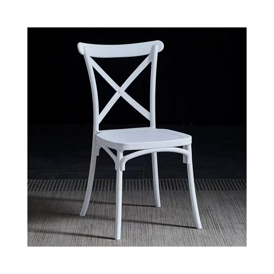 Nordic Style Medieval Pub Restaurant Cross Back Chair Colorful Crossback PP Plastic Dining Chairs