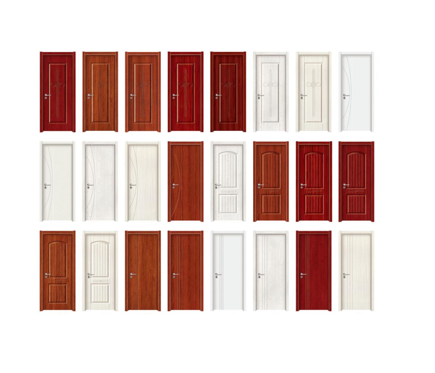 French Popular Sale High Quality Modern Luxury Composite Bedroom Apartment Fire Rated Plain White Solid Wood Interior Door