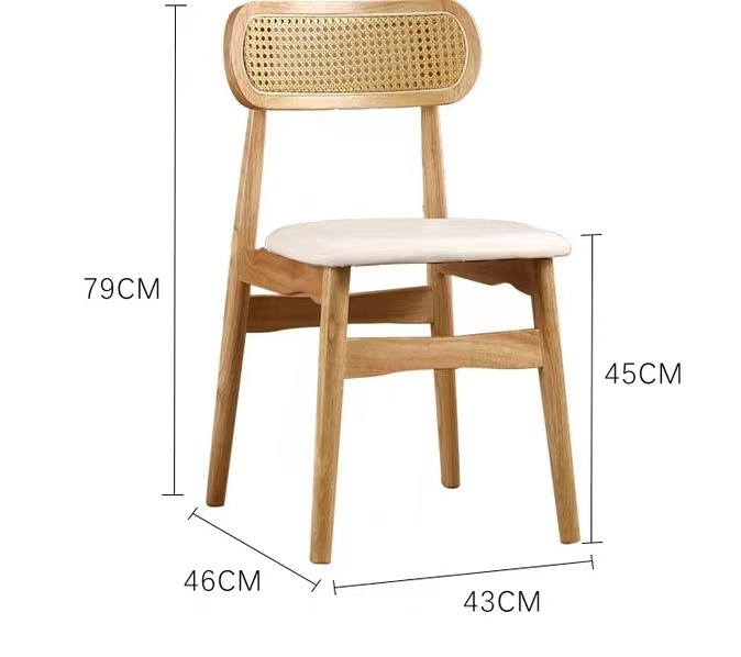 Cheap solid wood rattan woven dining chairs household and commercial dining chairs backrest chairs