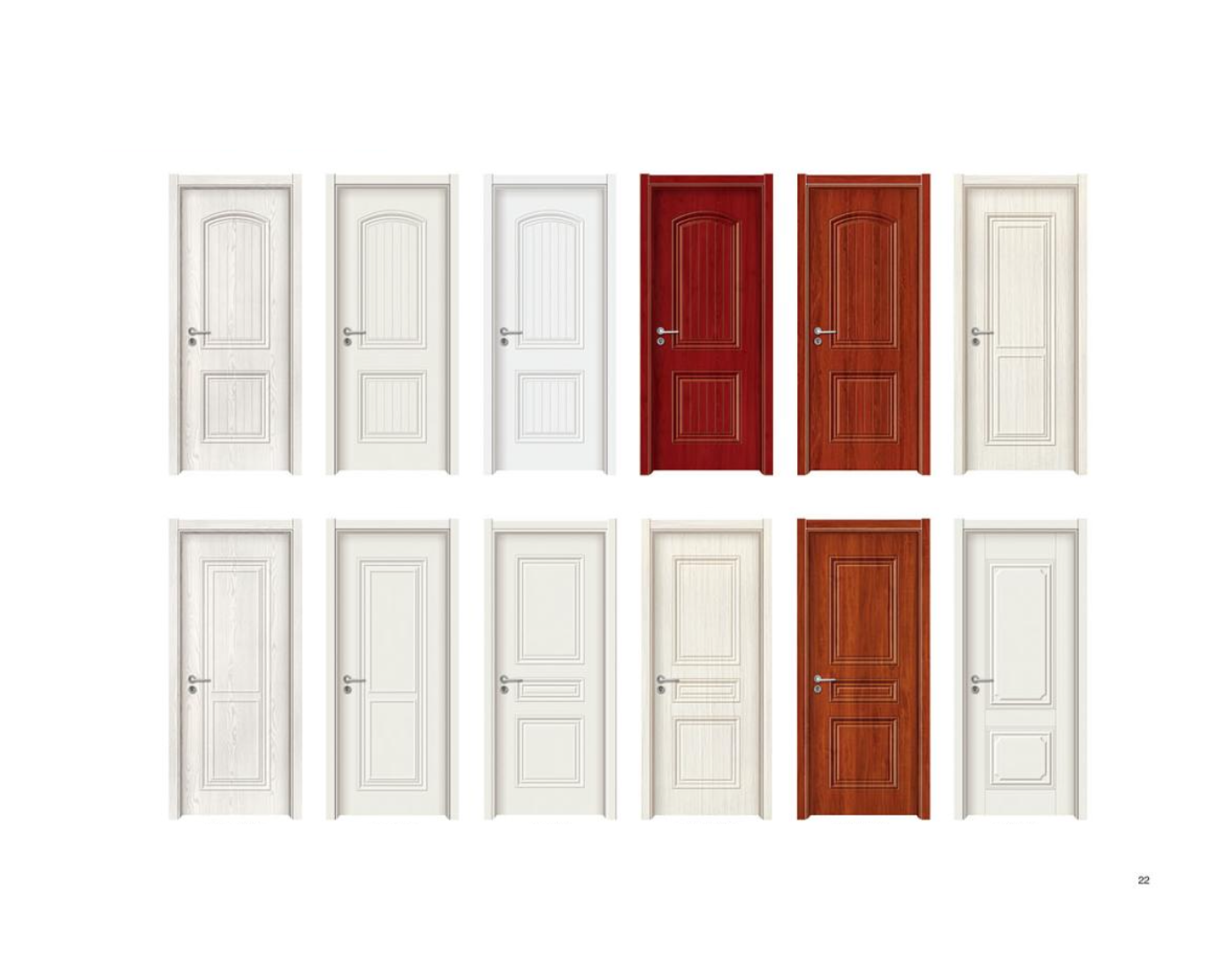 French Popular Sale High Quality Modern Luxury Composite Bedroom Apartment Fire Rated Plain White Solid Wood Interior Door