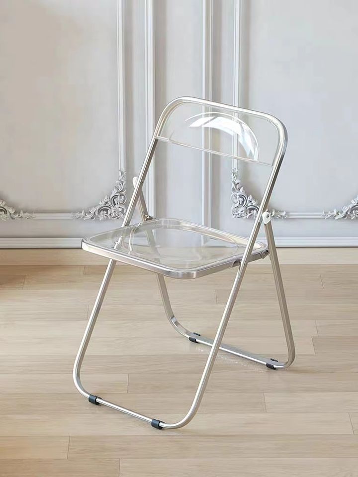 Wholesale Stackable Nordic Ins Design Metal Frame Clear Pc Transparent Acrylic Plastic Folding Dining Chair For Wedding Event