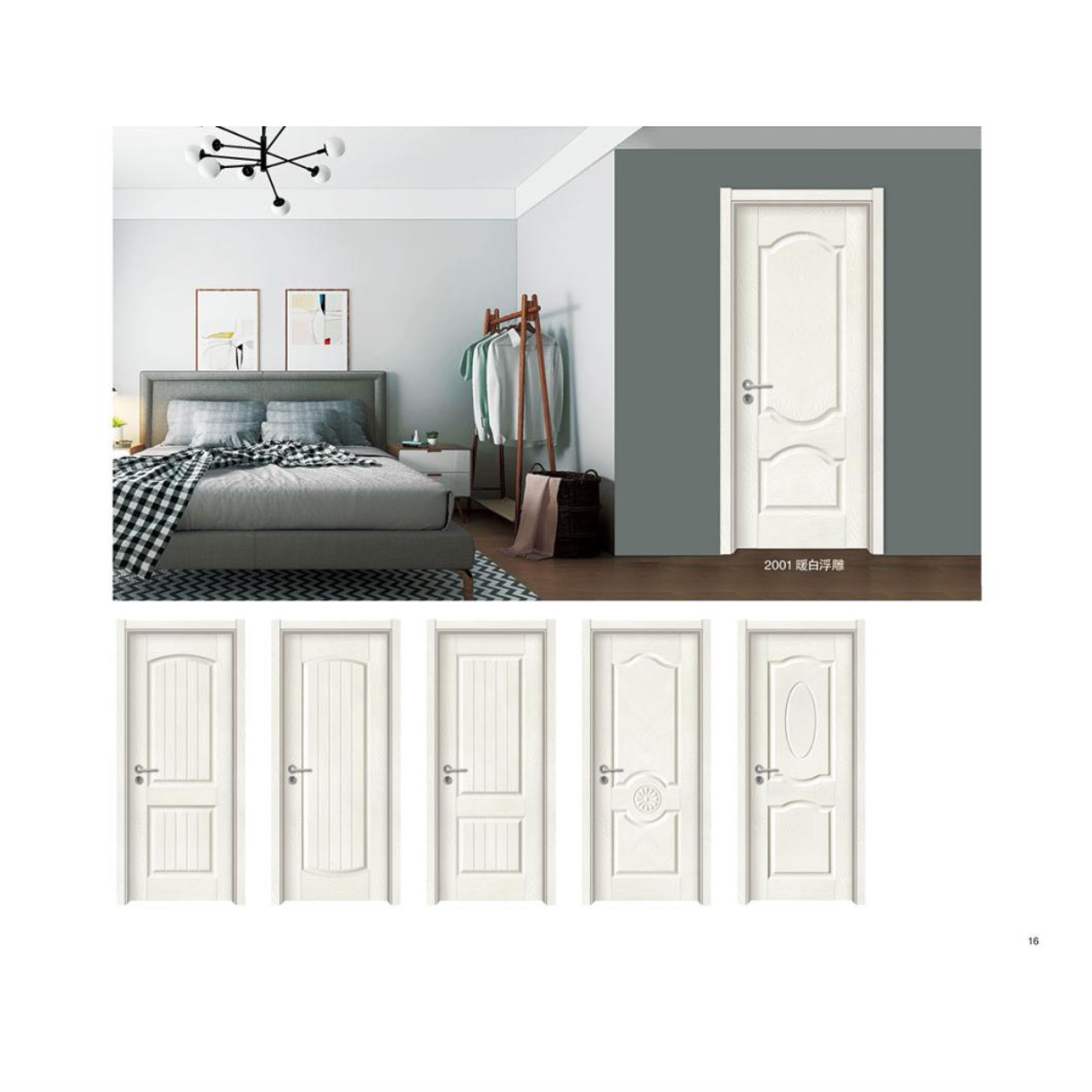 French Popular Sale High Quality Modern Luxury Composite Bedroom Apartment Fire Rated Plain White Solid Wood Interior Door