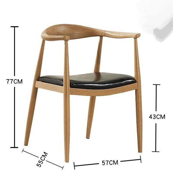 High Quality Wooden Grain Dining Leather Cushion Chair With Arm Restaurant Iron Kennedy Chairs For Study