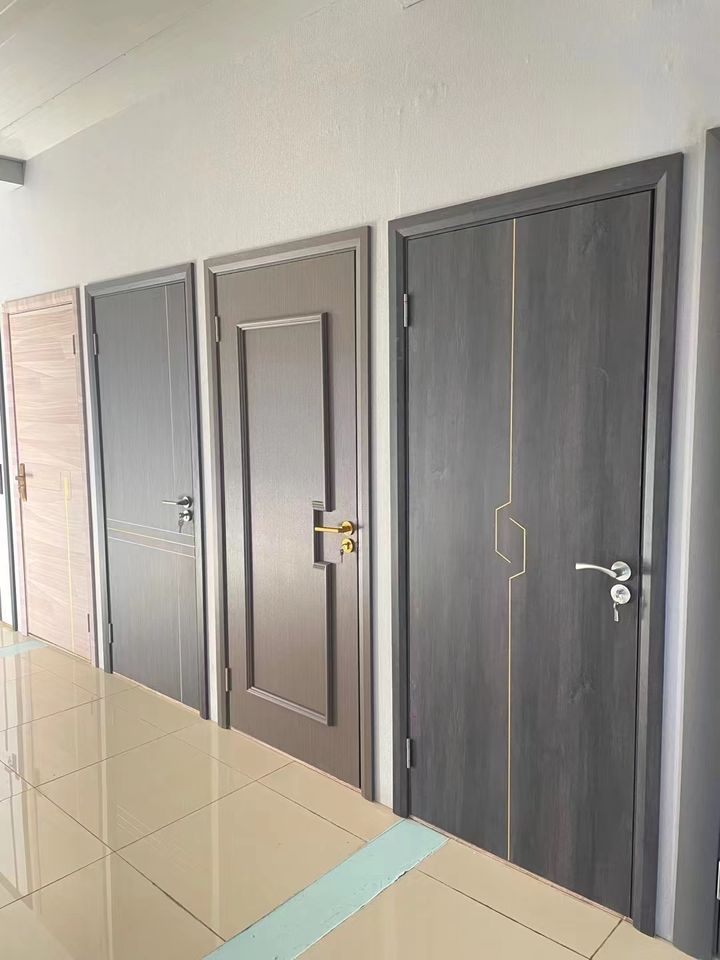 Waterproof Modern Simple Design PVC Wood Apartment Interior House Room Residential Security Doors with Door Block for Home House