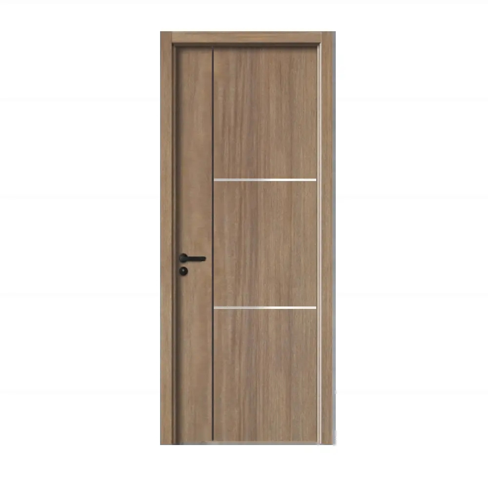 Simple Design Soundproof Plywood Composite Entry Interior Room WPC Panel Solid Wooden House Doors