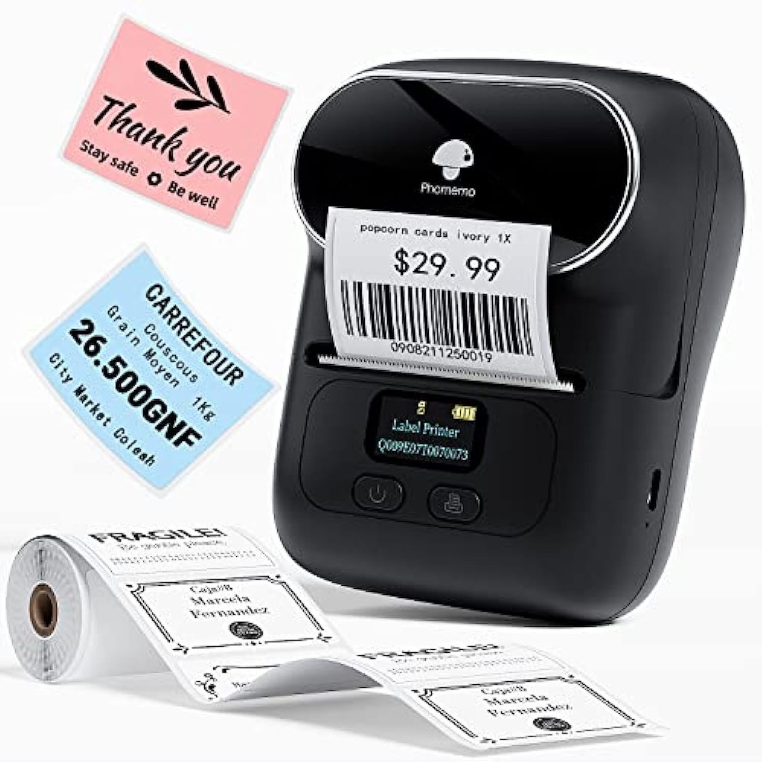 Phomemo M110 Bluetooth Label maker for iPhone and Android phones, portable wireless label printer