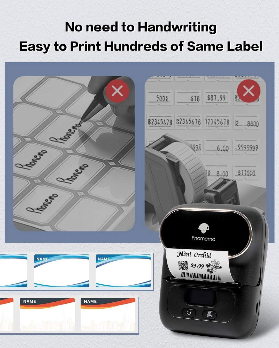 Phomemo M110 QR code price label printer 203dpi wireless portable photo direct thermal sticker printer for ios Android