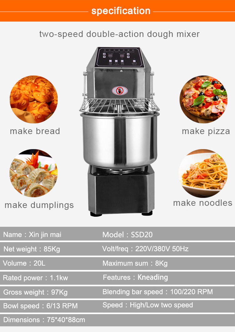 Baking Spiral Mixer Flour Fixing Pizza Dough Industrial Bread Mixer Machine For Sale