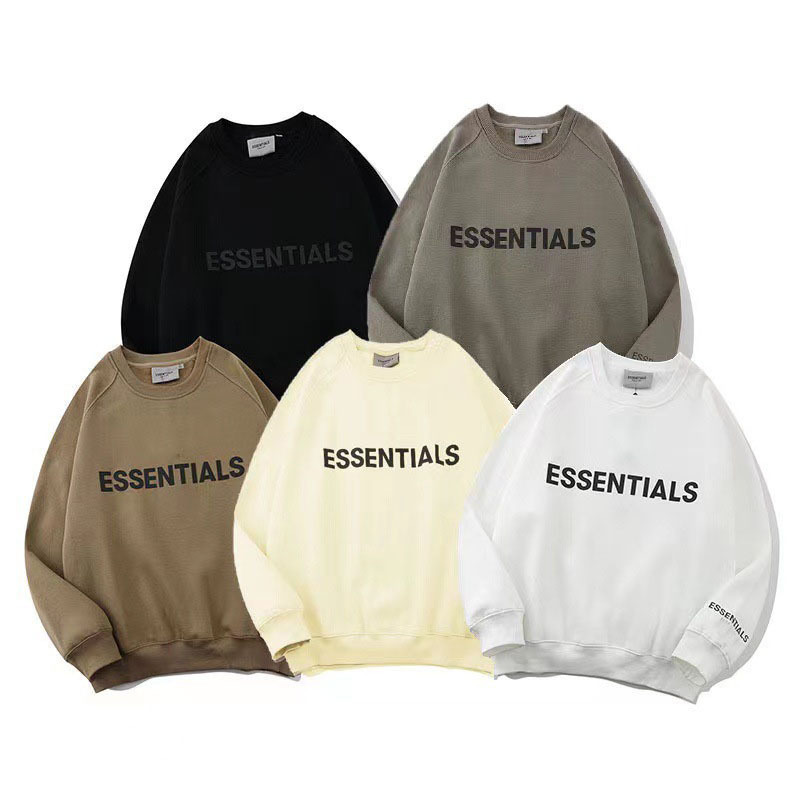 Wholesale 100 Cotton mens terry sweater Silicone letter essentials crewneck sweatshirt