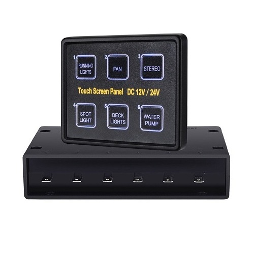 MICTUNING rocker switches 12V/24V 6 Gang LED Switch Touch Screen Panel Control Box switch gang panel