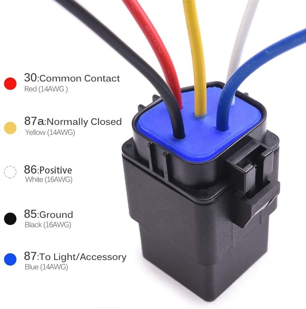 MICTUNING Car Accessories SPDT Style Automotive 16AWG 14AWG 12V 5 Pin Waterproof Relay Harness Set