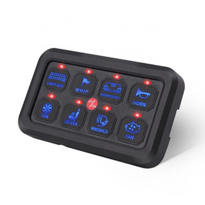 MICTUNING LED ROCKER SWITCH Push Button Switch Touch Screen Circuit Control 8 Gang Car Touch Switch Panel 12v