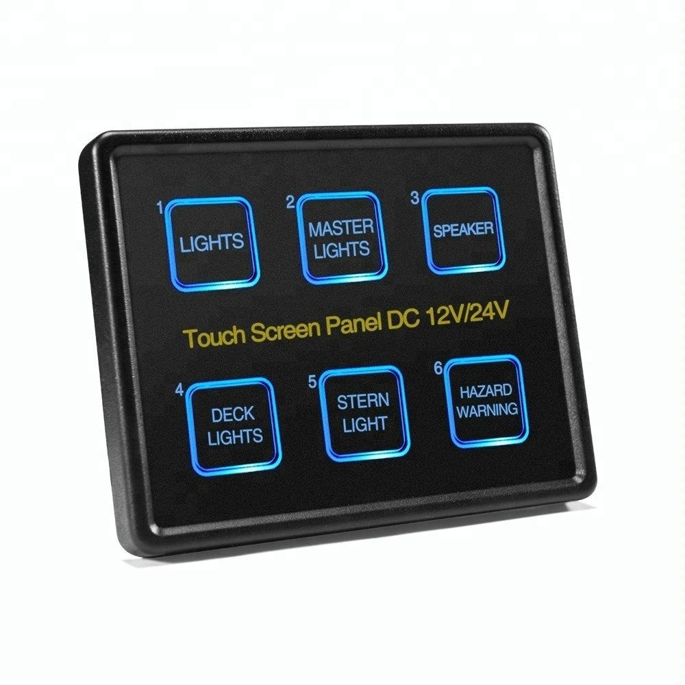 MICTUNING rocker switches 12V/24V 6 Gang LED Switch Touch Screen Panel Control Box switch gang panel