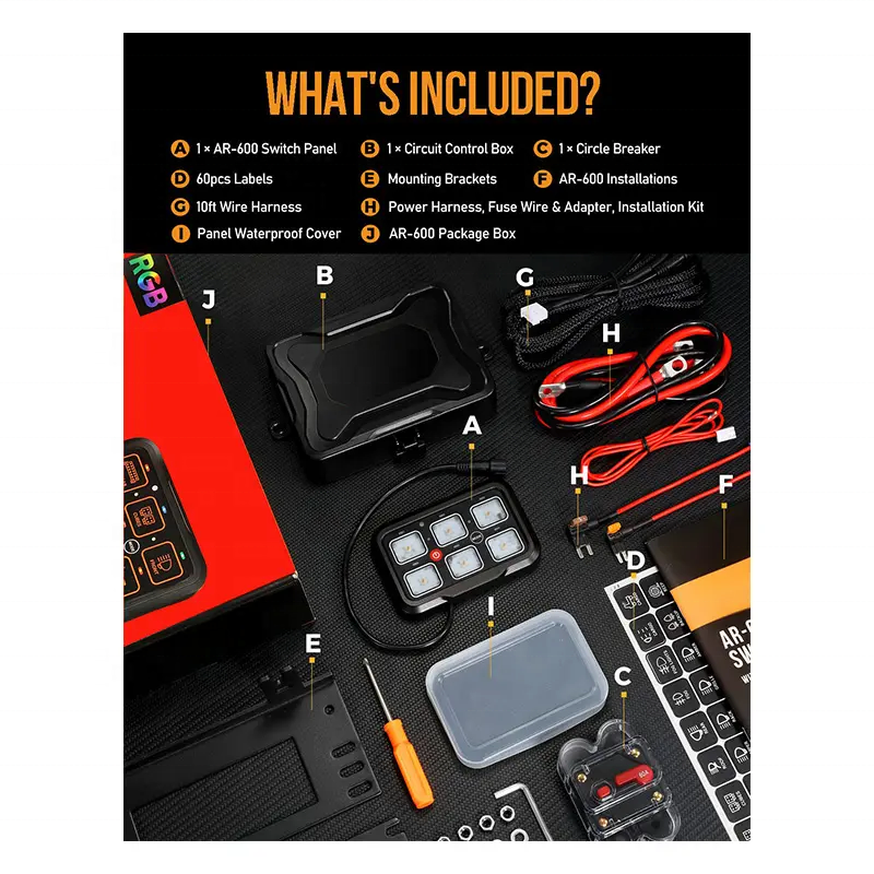 MICTUNING Offroad Multifunction 12V Touch RGB LED Car 6Gang SWITCH 12V Marine Switch Panel