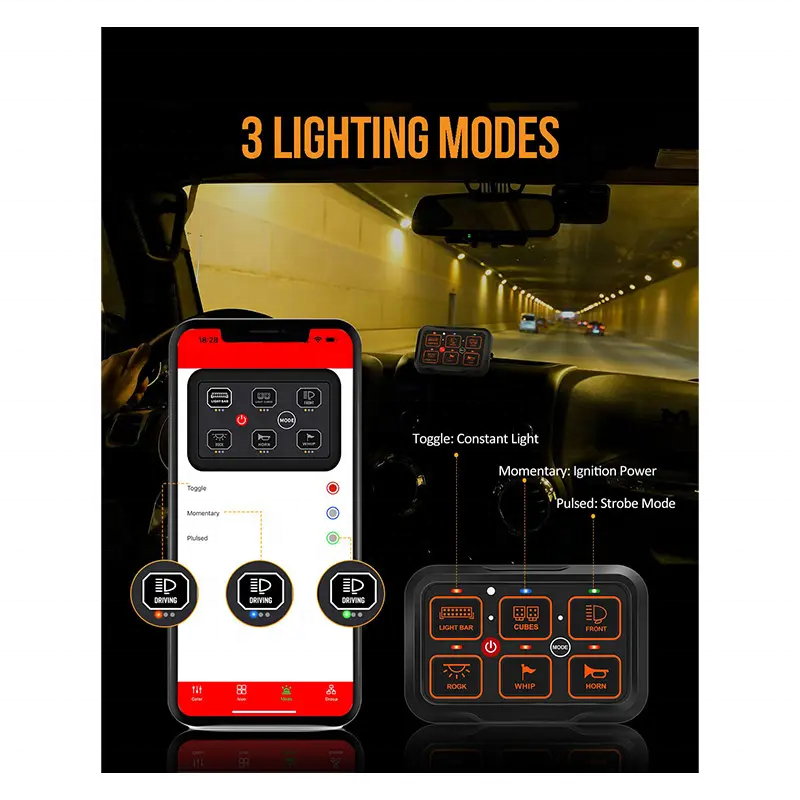 MICTUNING Offroad Multifunction 12V Touch RGB LED Car 6Gang SWITCH 12V Marine Switch Panel