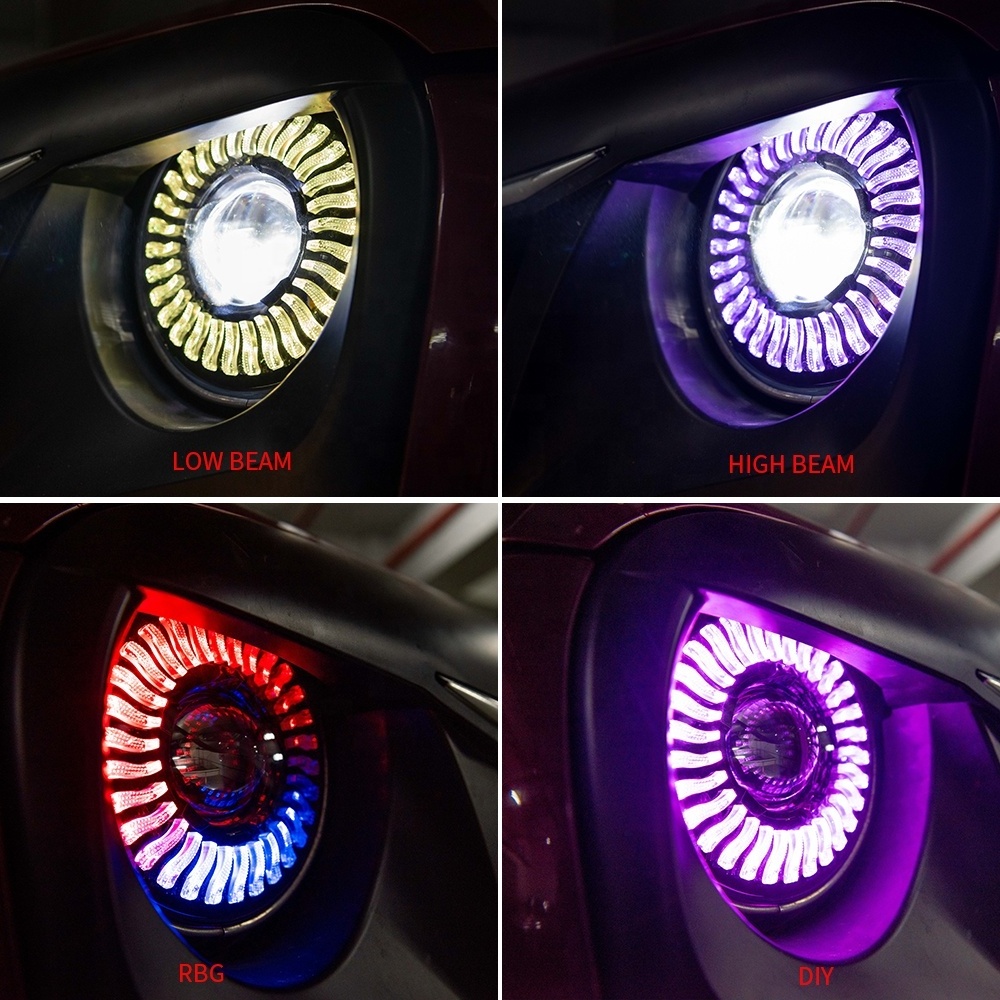 Color Changing car lights led 7 Inch Headlight RGB Halo Light Replacement off road led driving light