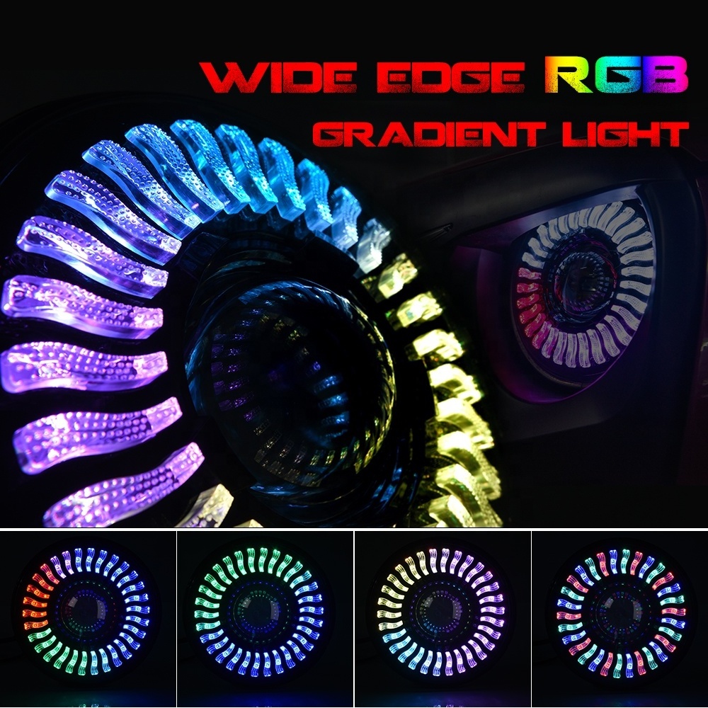 Color Changing car lights led 7 Inch Headlight RGB Halo Light Replacement off road led driving light