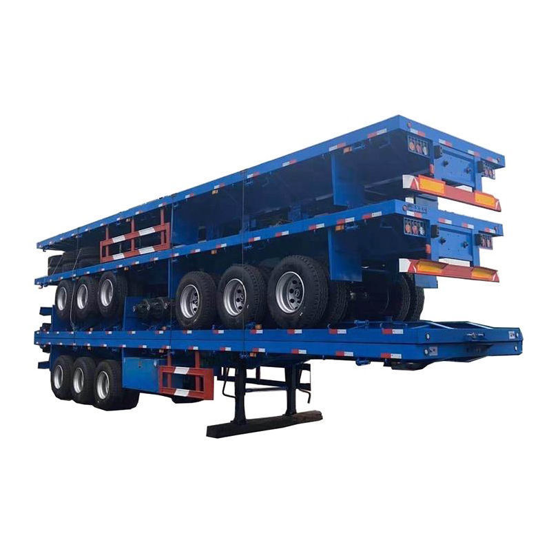 Factory Wholesale High quality low Bed 20/40 Ft Flatbed Semi Trailer 2/3 Axles Container Flatbed Trailer with Fast delivery