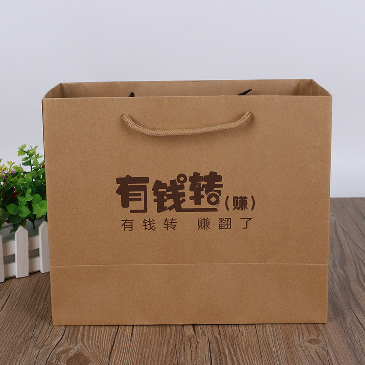 Brown polypropylene coated burger paper handle kraft paper shopping bag kraft paper bag with pe inner