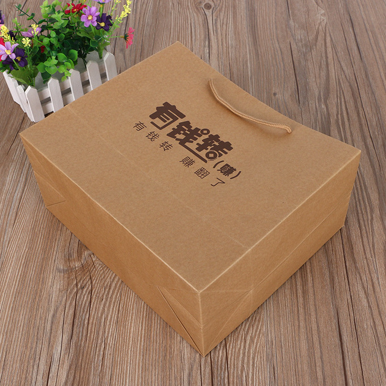 Brown polypropylene coated burger paper handle kraft paper shopping bag kraft paper bag with pe inner