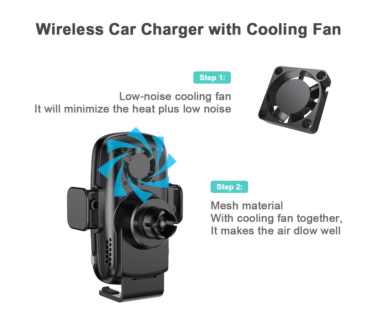 2023 New Product KC QI 15W Smart Sensor Charging 20W Dual coil  Wireless Car Charger Phone Holder for Sumsung Flip Fold Phone