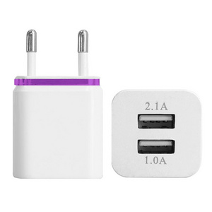 Dual USB Port 5V1A Travel Wall Adapter for Apple US EU Plug Portable Usb Charging Cube Block Wall Charger for Iphone