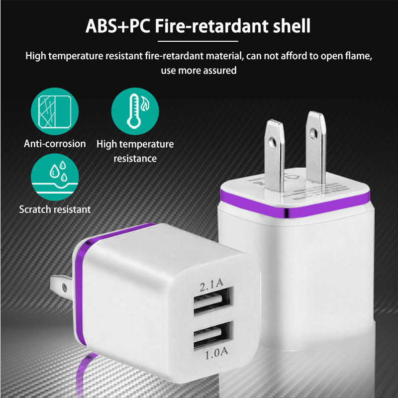 Dual USB Port 5V1A Travel Wall Adapter for Apple US EU Plug Portable Usb Charging Cube Block Wall Charger for Iphone