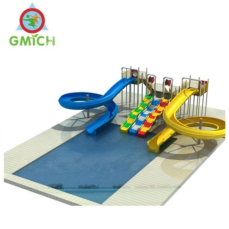 New long swimming pool fiberglass water park slide for children