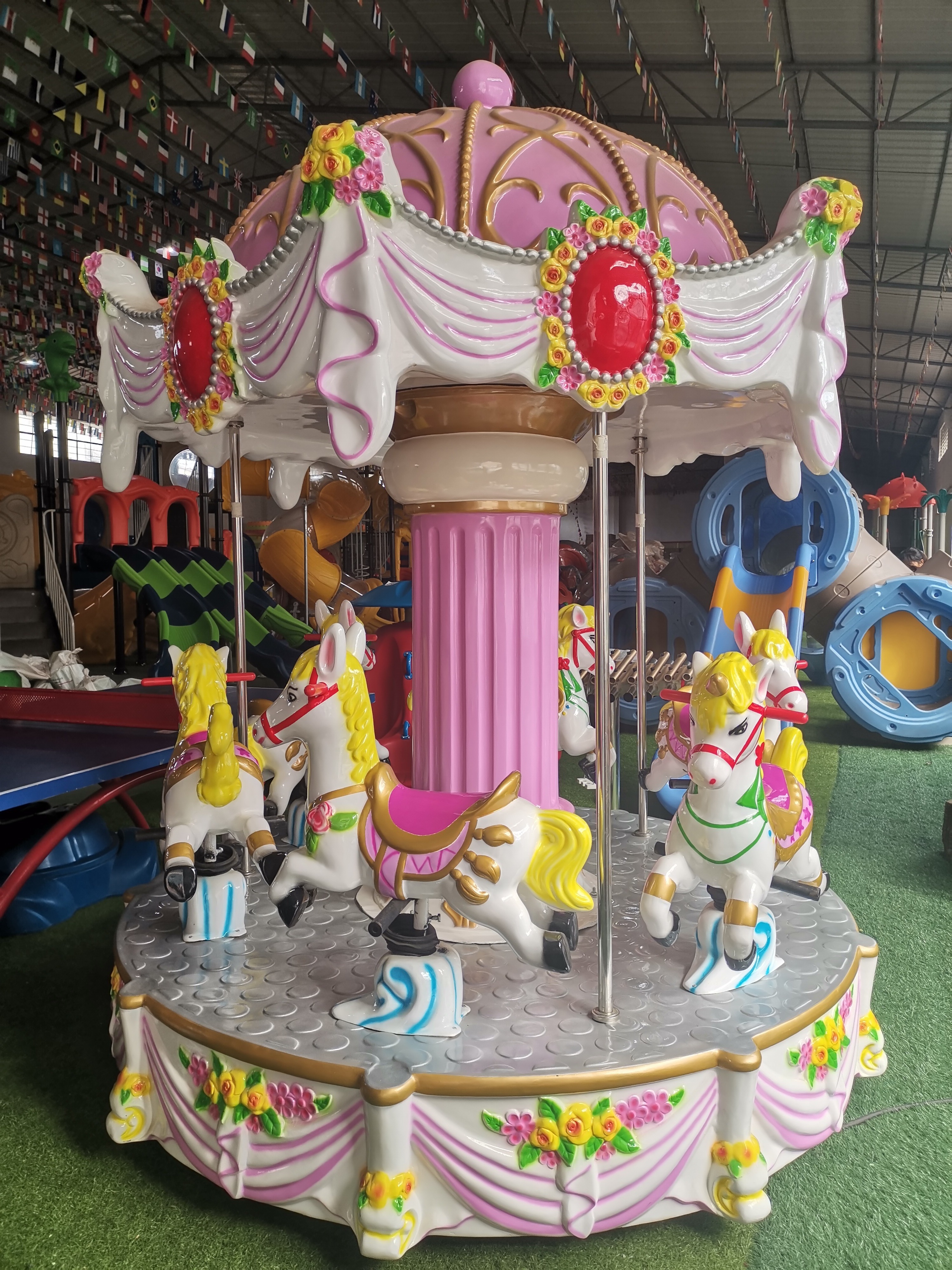 Kids carousel ride plastic merry go round kids amusement rides