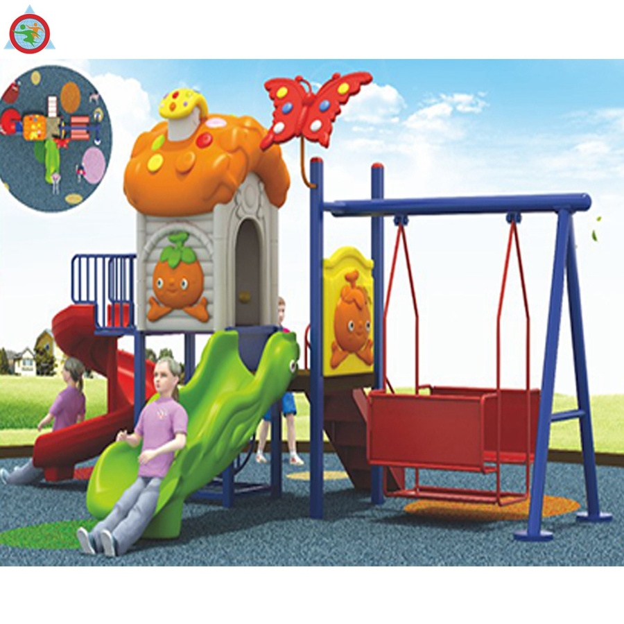 Children amusement park toys small set playground outdoor slide with swing kids swing and slide